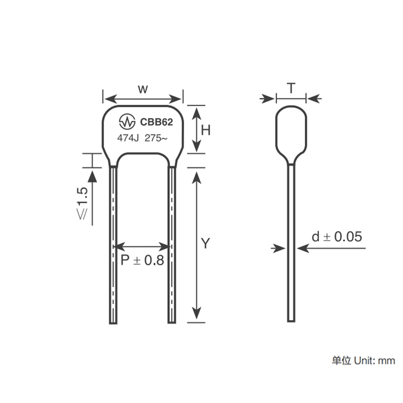 CBB62 siri Metallized Polypropylene Film Capacitor AC