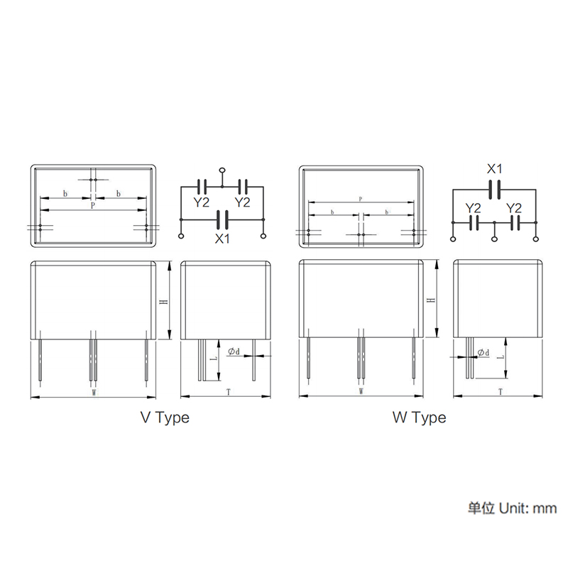 Modul Kapasitor siri MKP X1Y untuk Penindasan Gangguan Elektromagnet (Kelas X1+Y)