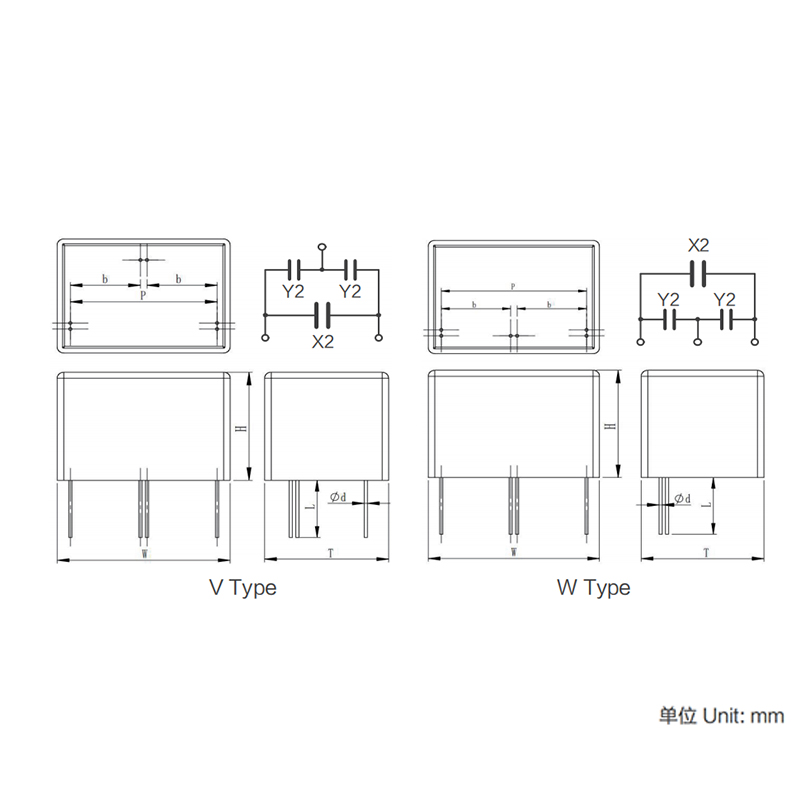 Modul Kapasitor siri MKP X2Y untuk Penindasan Gangguan Elektromagnet (Kelas X2+Y)
